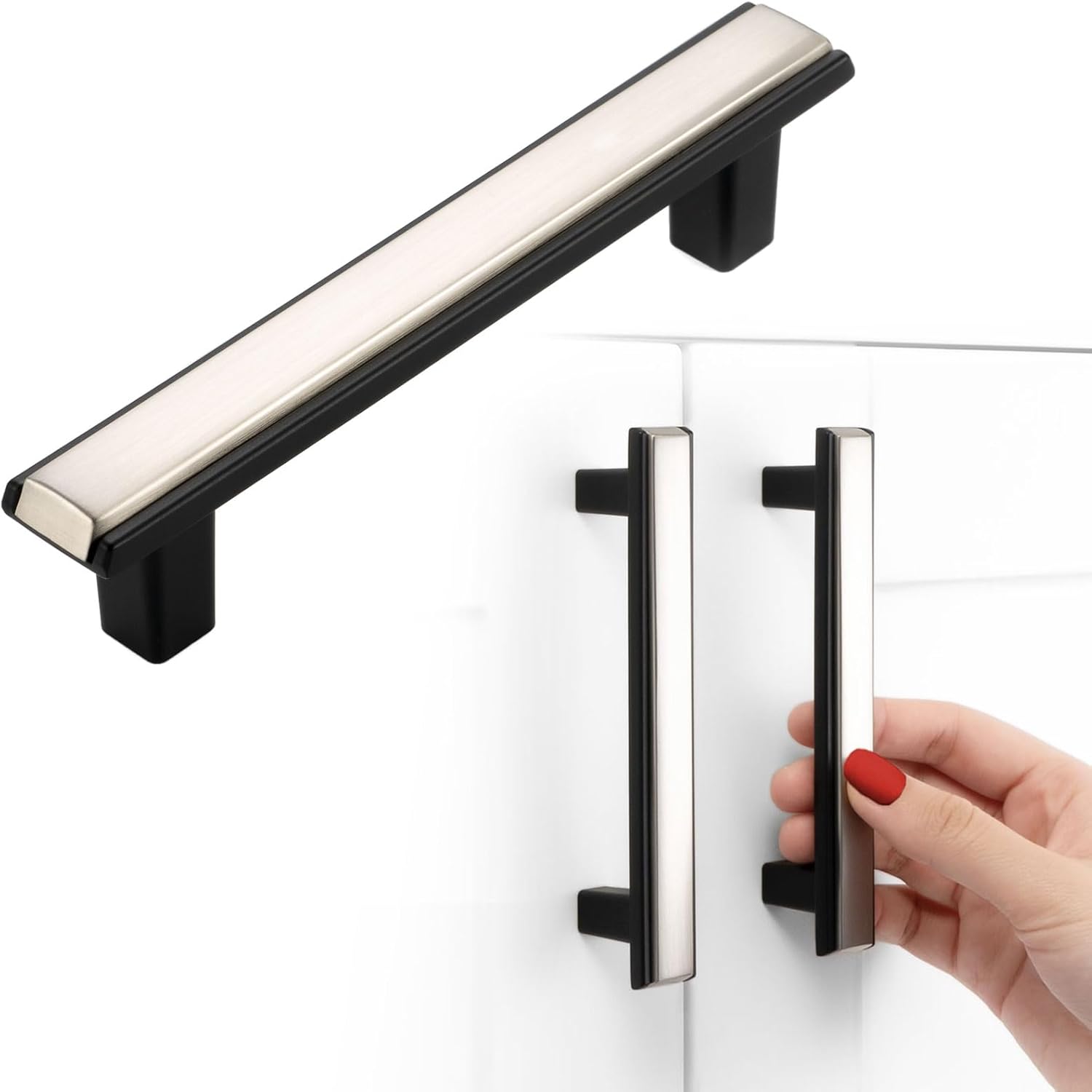 Stylish Nickel and Black Cabinet Pulls for Elegant Home Decor