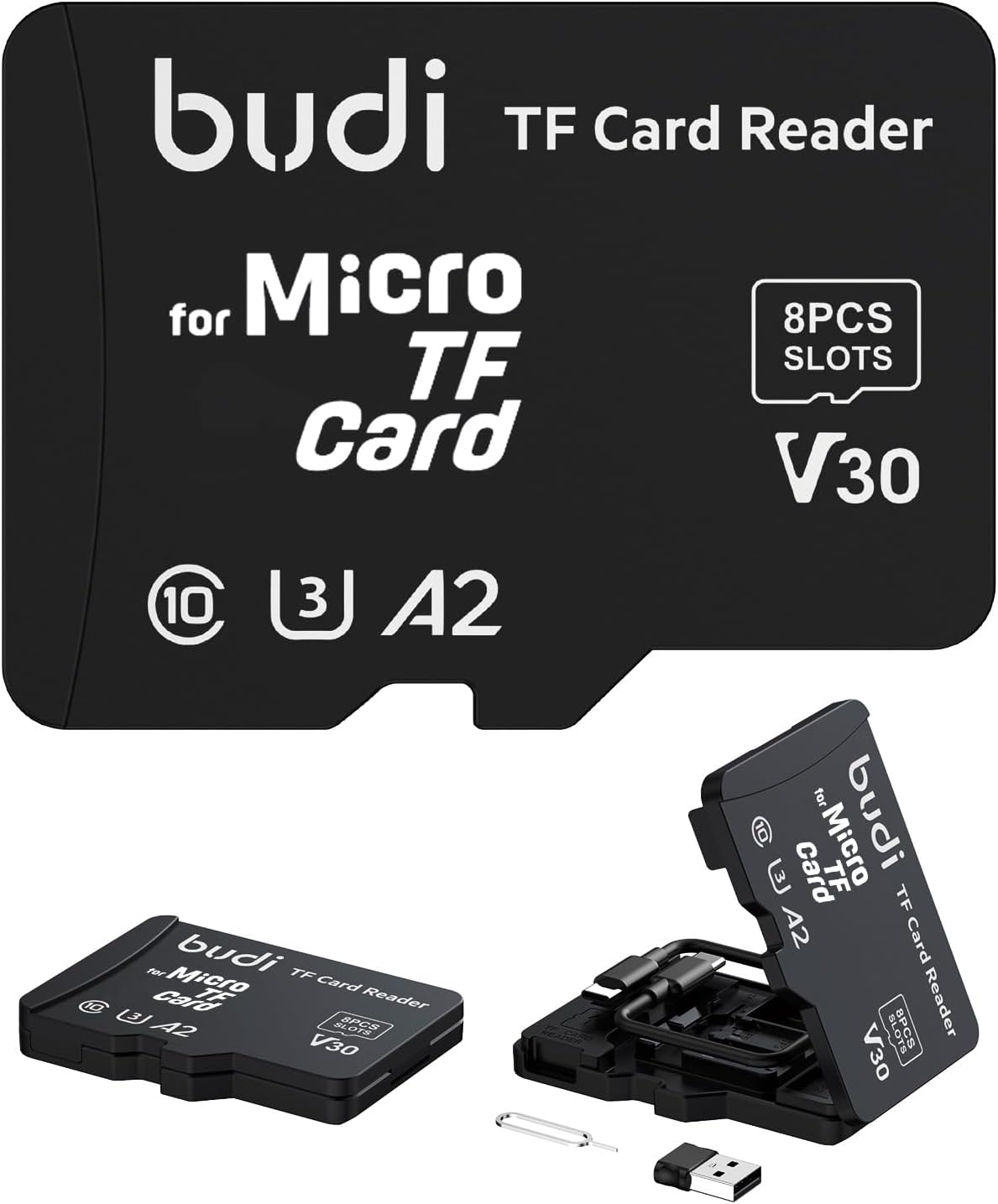 BUDI 8-Slot Memory Card Reader: Universal Device Compatibility