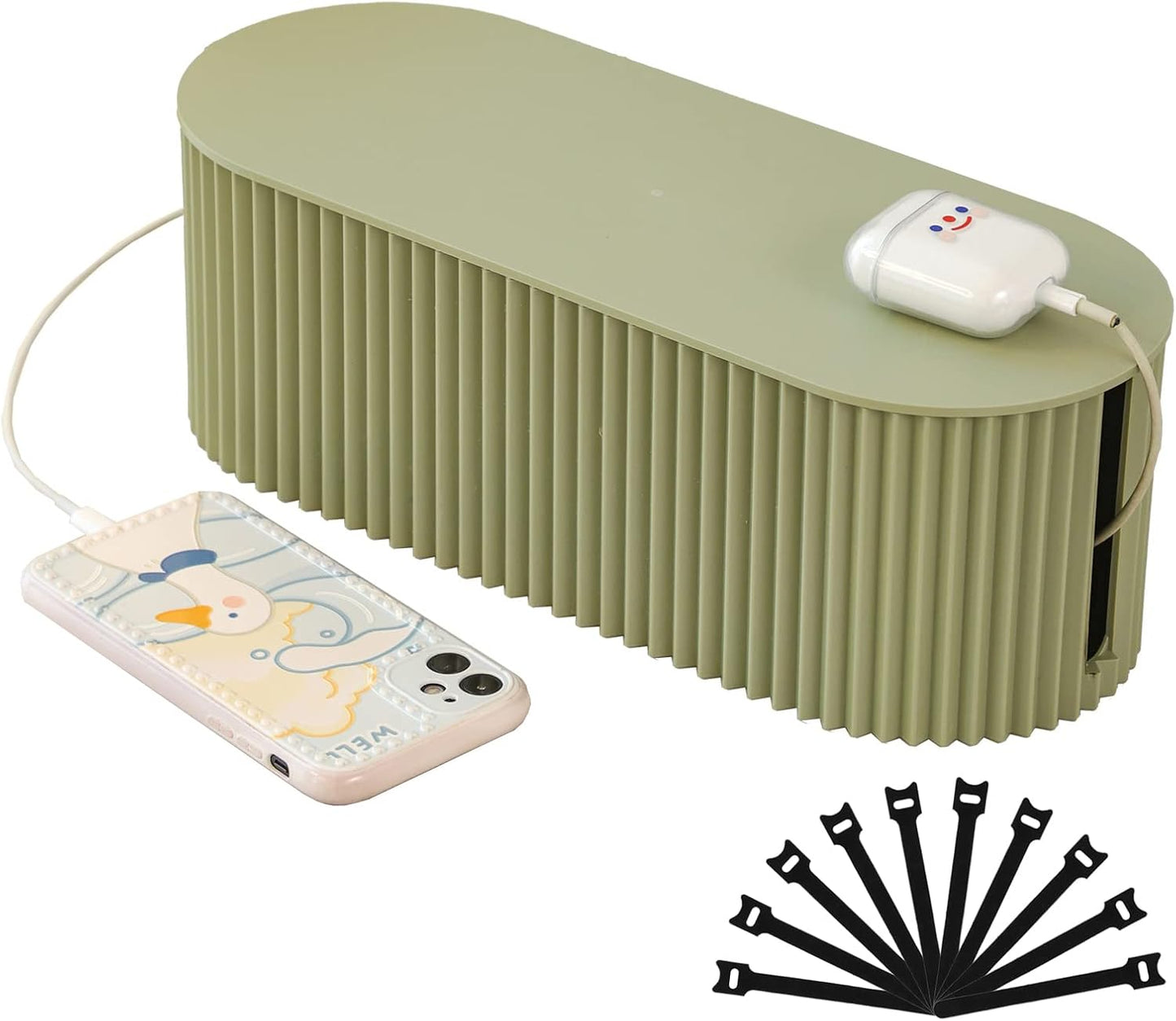 Compact Cable Organizer Box with 10 Ties