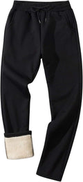 Men's Straight Leg Sherpa Lined Sweatpants - Warm Winter Joggers