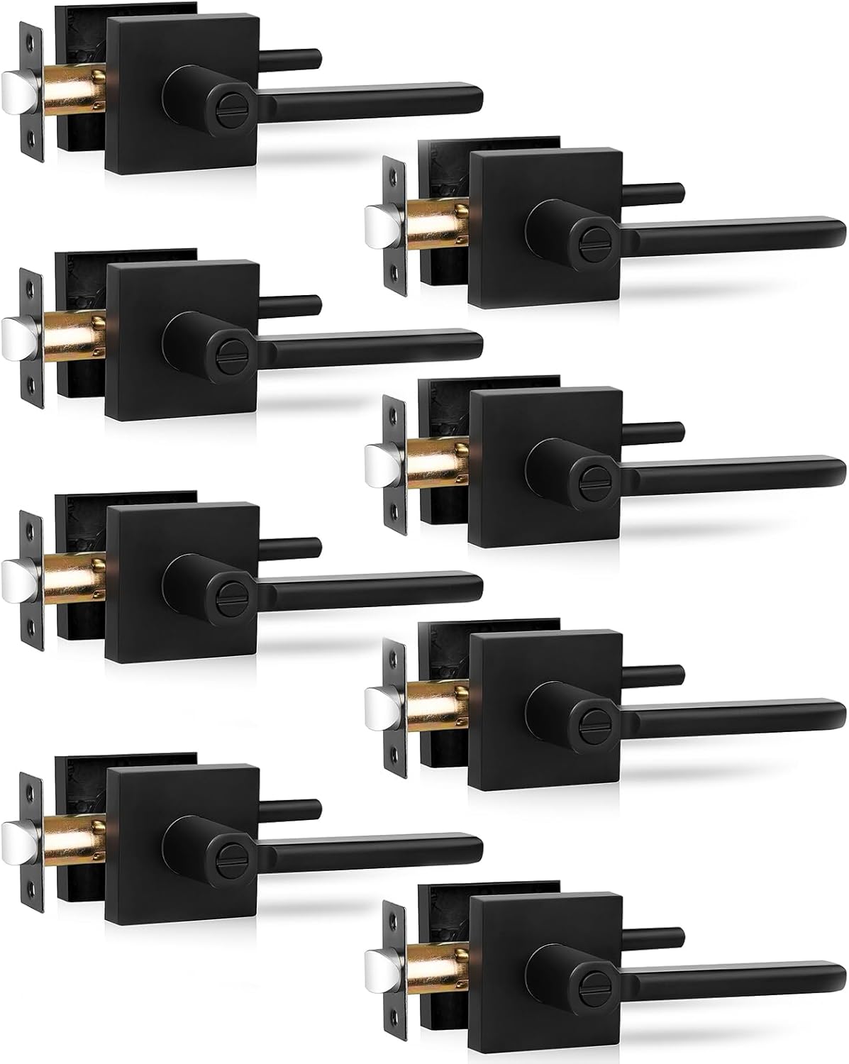 Privacy Door Levers 8 Pack Black Heavy Duty Door Handles
