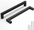 8-1/16 in Black Square Cabinet Pulls - Modern Matte Bar Handles