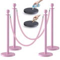 Stanchions with Pink Velvet Ropes Set for Events and Parties