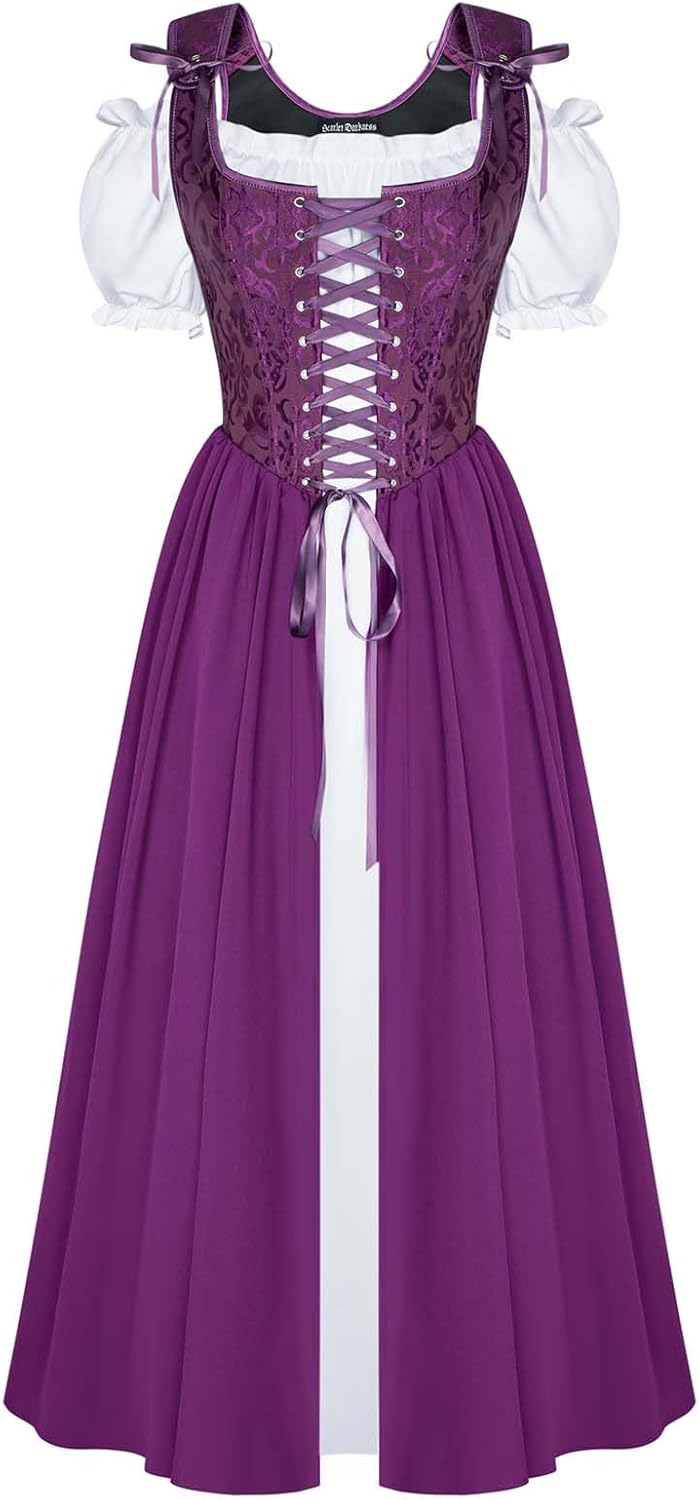Scarlet Darkness Renaissance Costume Women Medieval Corset Dress