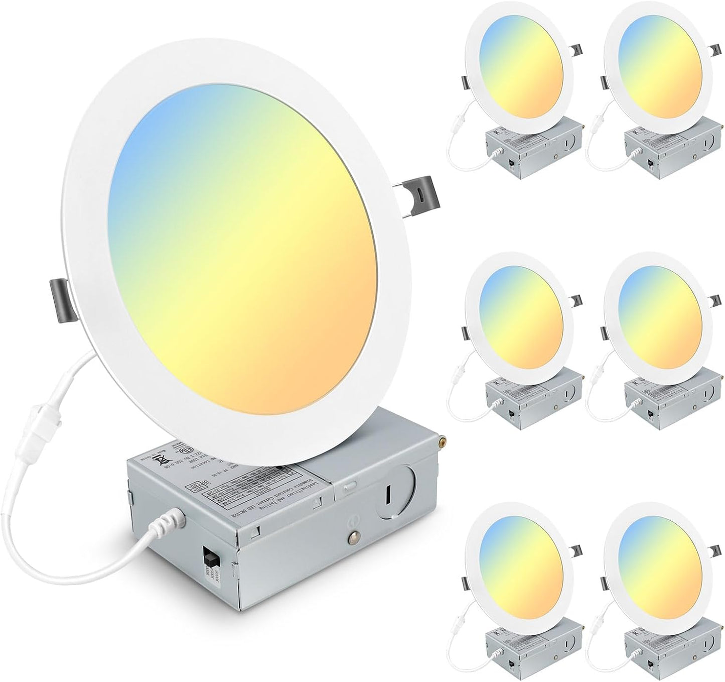 7 Inch Ultra-Thin LED Recessed Light with Junction Box - 6 Pack