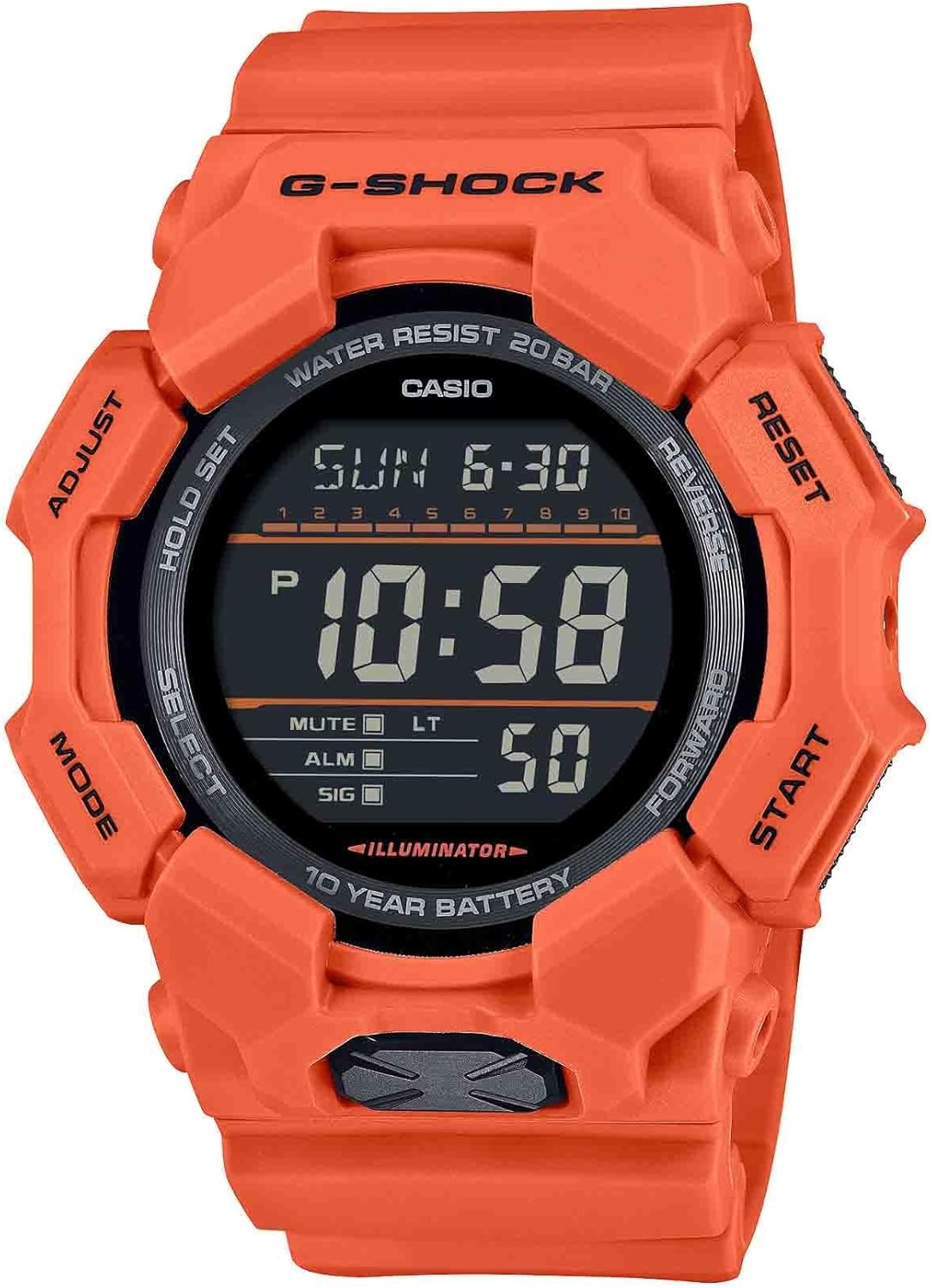 Casio G-Shock Red Orange Digital Watch, 10-Year Battery Life