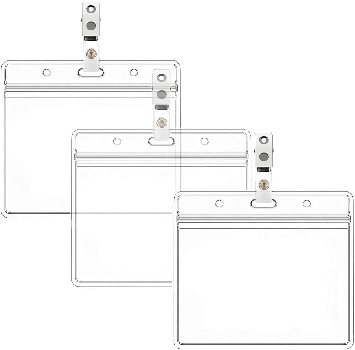 Horizontal Name Tag Holders with Metal Clips for ID Cards