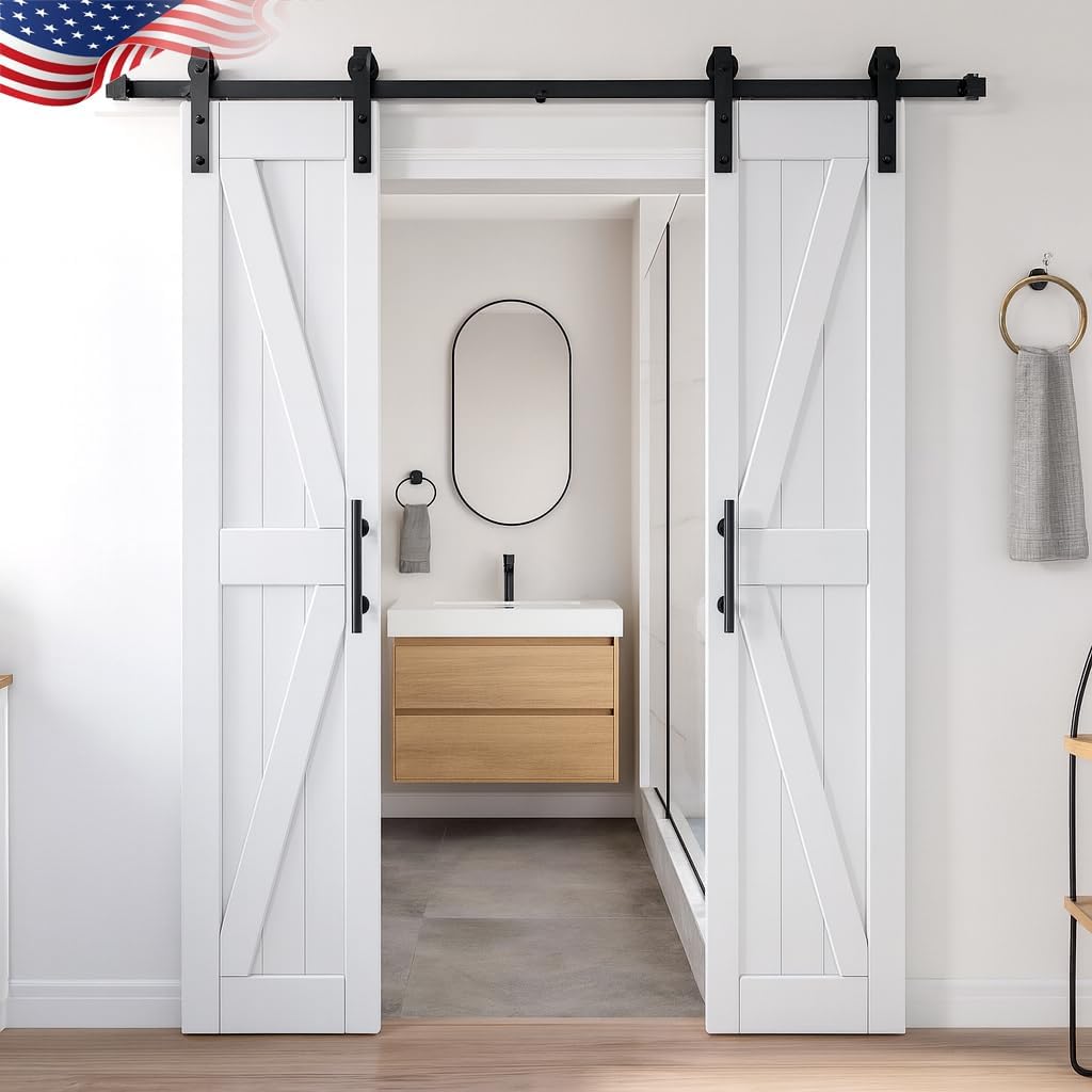18in x 84in MDF Double Barn Door with Sliding Hardware Kit