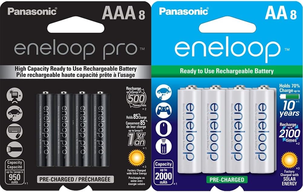 Panasonic eneloop pro AAA & AA Rechargeable Batteries 8 Pack