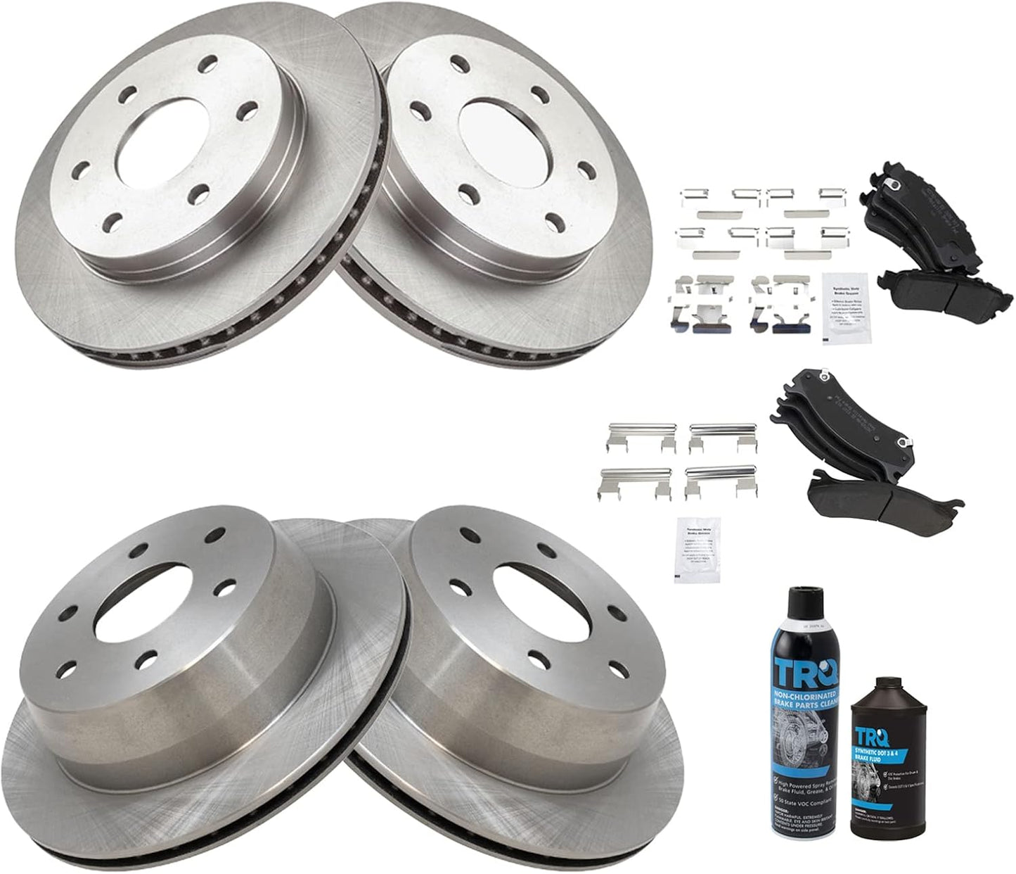 TRQ Brake Pad & Rotor Kit for 02 Cadillac & 99-07 Chevrolet