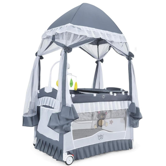 4 in 1 Pack and Play with Canopy for Baby Joyful Moments