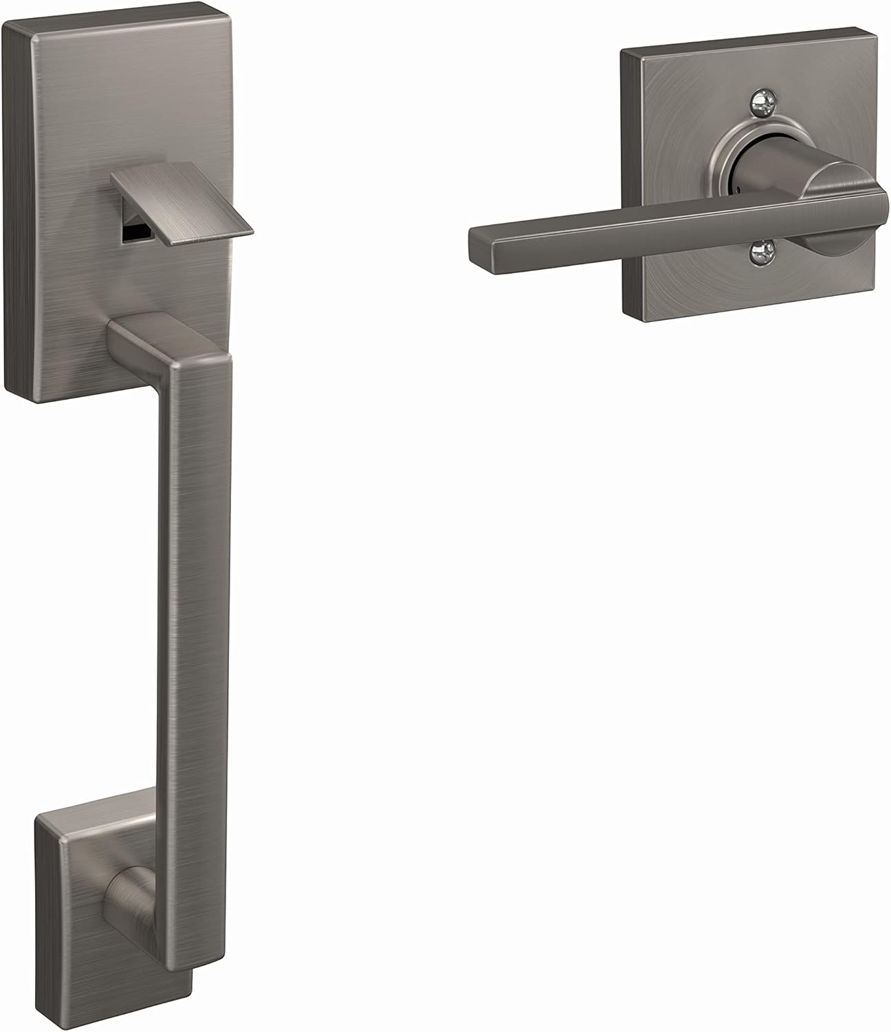 SCHLAGE FE285 CEN 619 LAT COL Front Entry Handleset in Satin Nickel