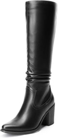 DREAM PAIRS Knee-High Boots Women's Pointed Toe Chunky Heel