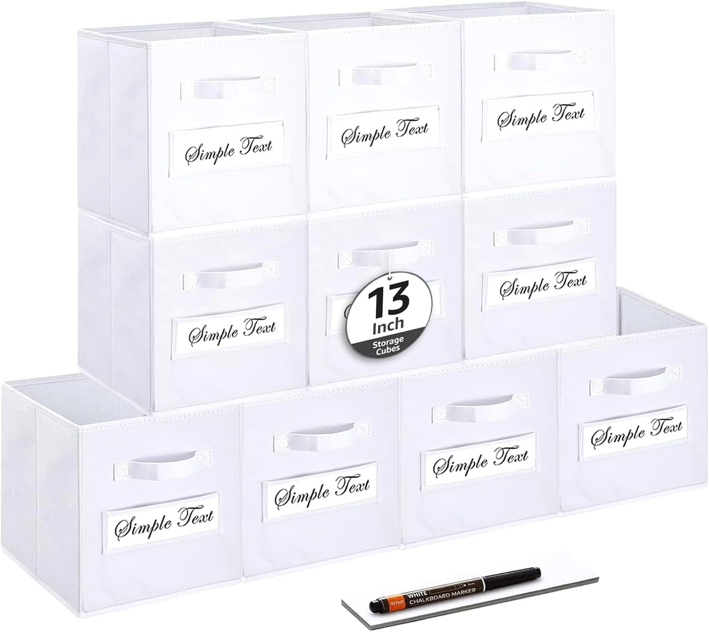 Sturdy 13 Inch Cube Storage Bins Set of 10 for Organizing