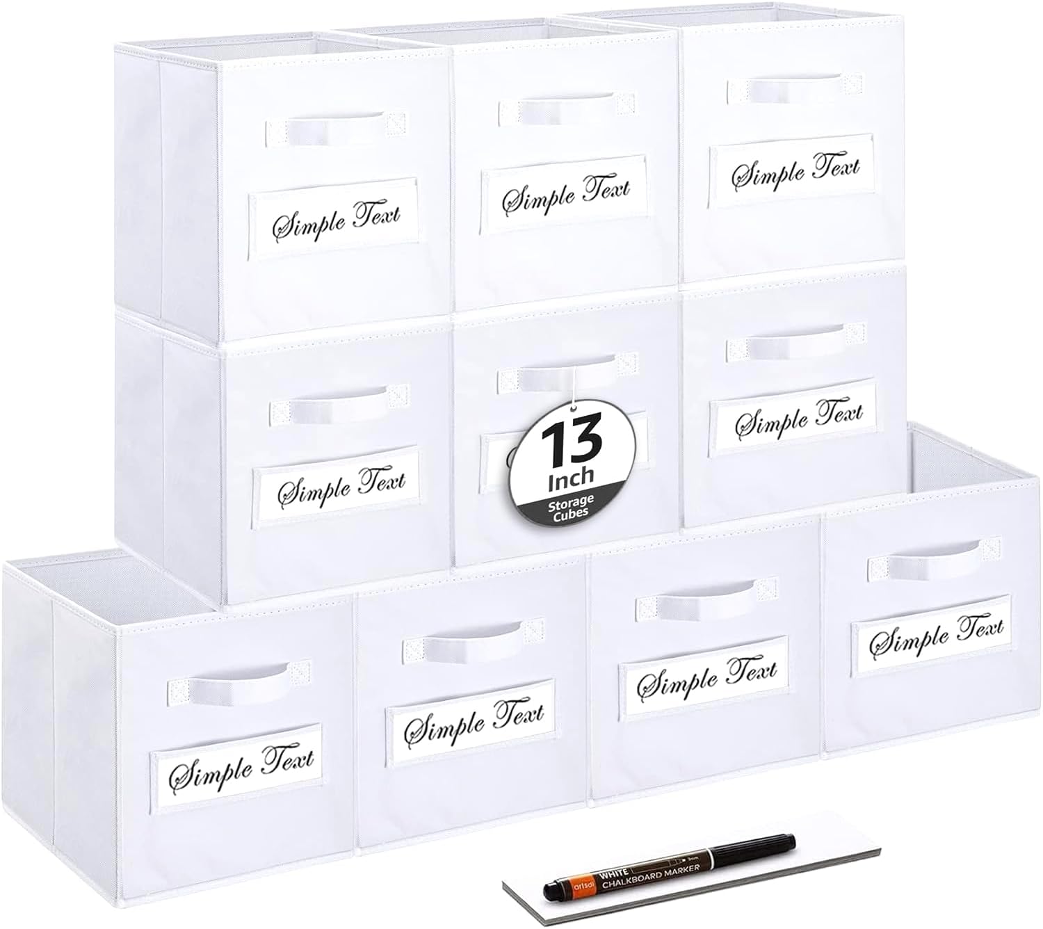 Sturdy 13 Inch Cube Storage Bins Set of 10 for Organizing