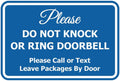 Please Do Not Knock Or Ring Doorbell Sign Blue - Medium 5 Pack