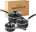 Nonstick Saucepan Set 1Qt 2Qt 3Qt - Durable Non Stick Sauce Pan Set
