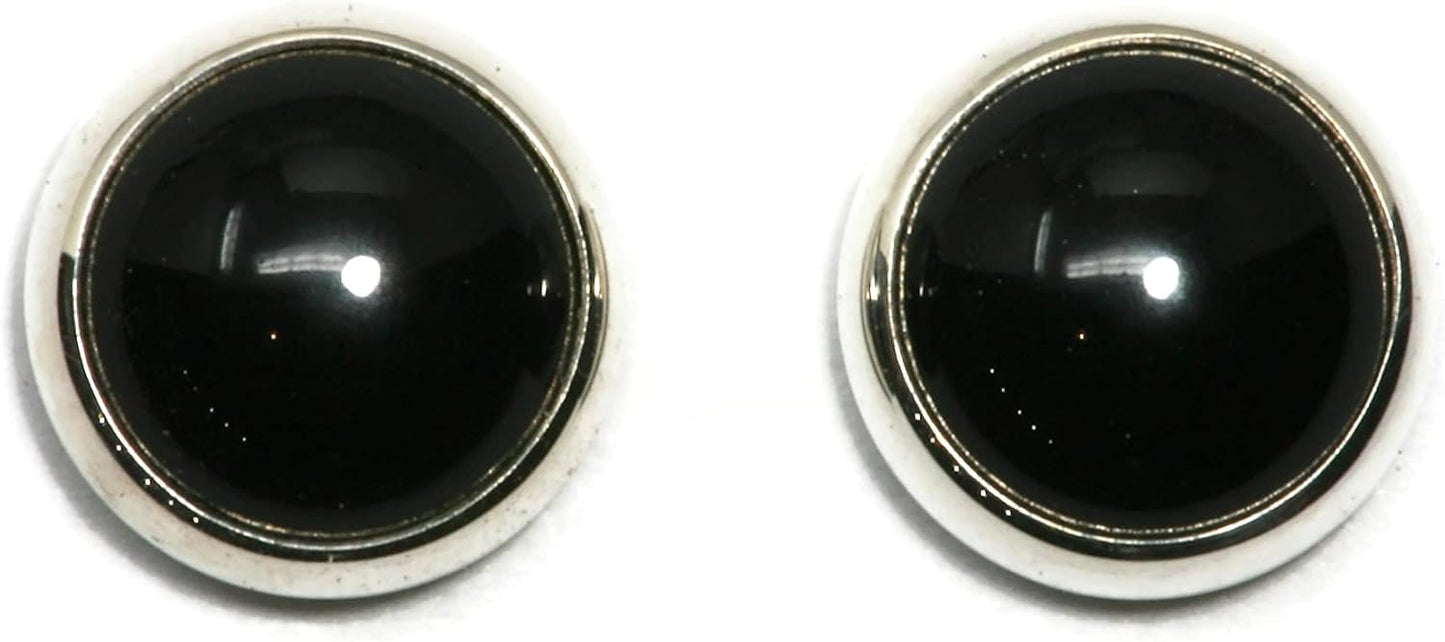 Black Onyx Sterling Silver Stud Earrings for Elegant Style