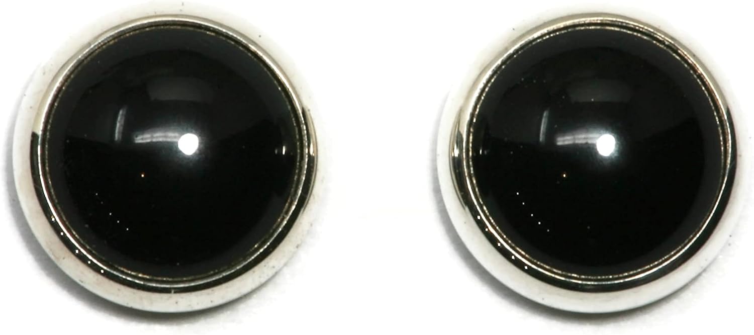 Black Onyx Sterling Silver Stud Earrings for Elegant Style