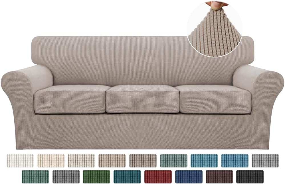 Turquoize 4 Piece Sofa Slipcover for 3 Cushion Couch Soft Cover
