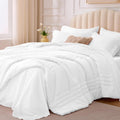 Queen Comforter Set White - Bed in a Bag Queen Size 7 Pieces
