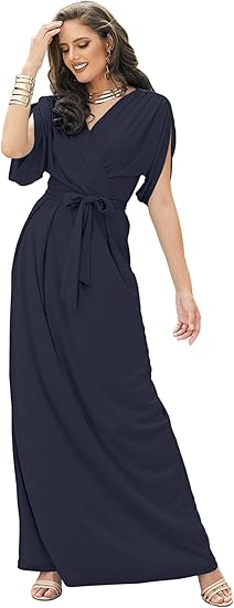 KOH KOH Formal Short Sleeve Cocktail Flowy V-Neck Gown Review