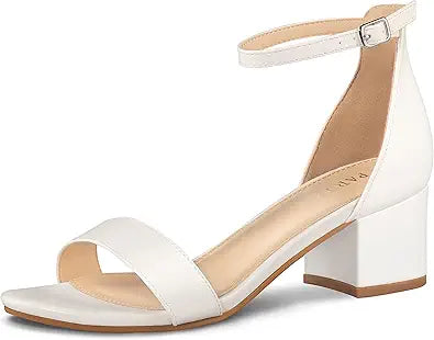 Women's Open Toe Ankle Strap Low Block Chunky Heels Sandals
