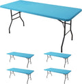 Fitted Tablecloth for 8 ft Rectangle Table - 4 Pack Light Blue