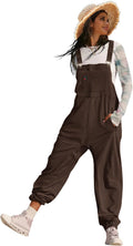 Women's Corduroy Bib Overalls Sleeveless Harem Jumpsuit - Loose Fit
