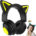 Wireless Cat Ear Headphones for Kids - Built-in Mic, Foldable Design, LED Lights | E-Greetshopping