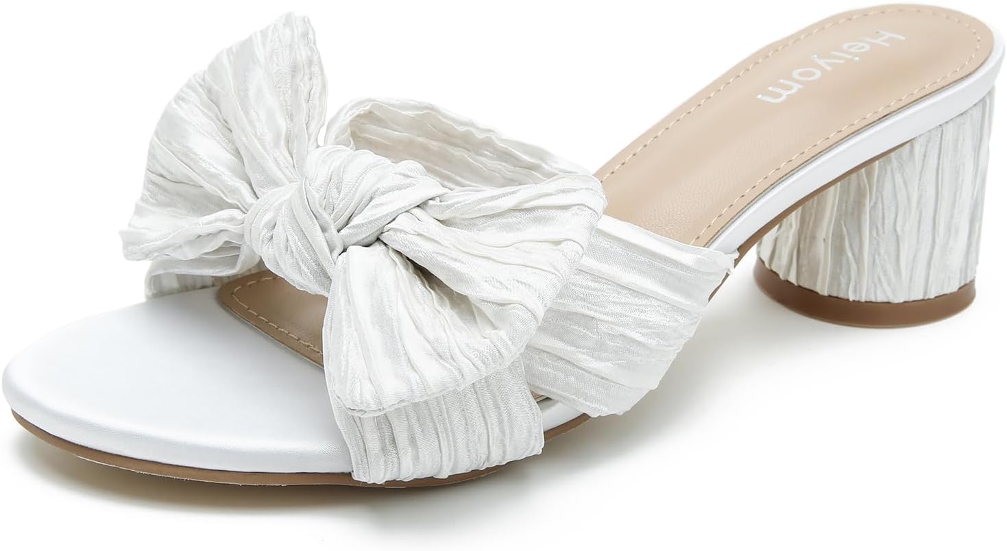 Women's Bowknot Low Chunky Heels Mules Sandals for Every Occasion