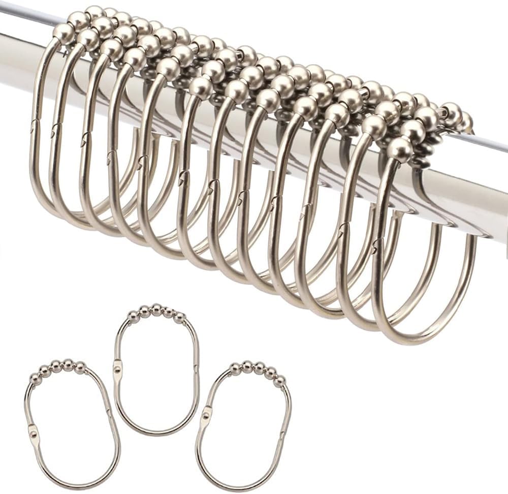 Easy Glide Rustproof Stainless Steel Shower Rings Set of 12