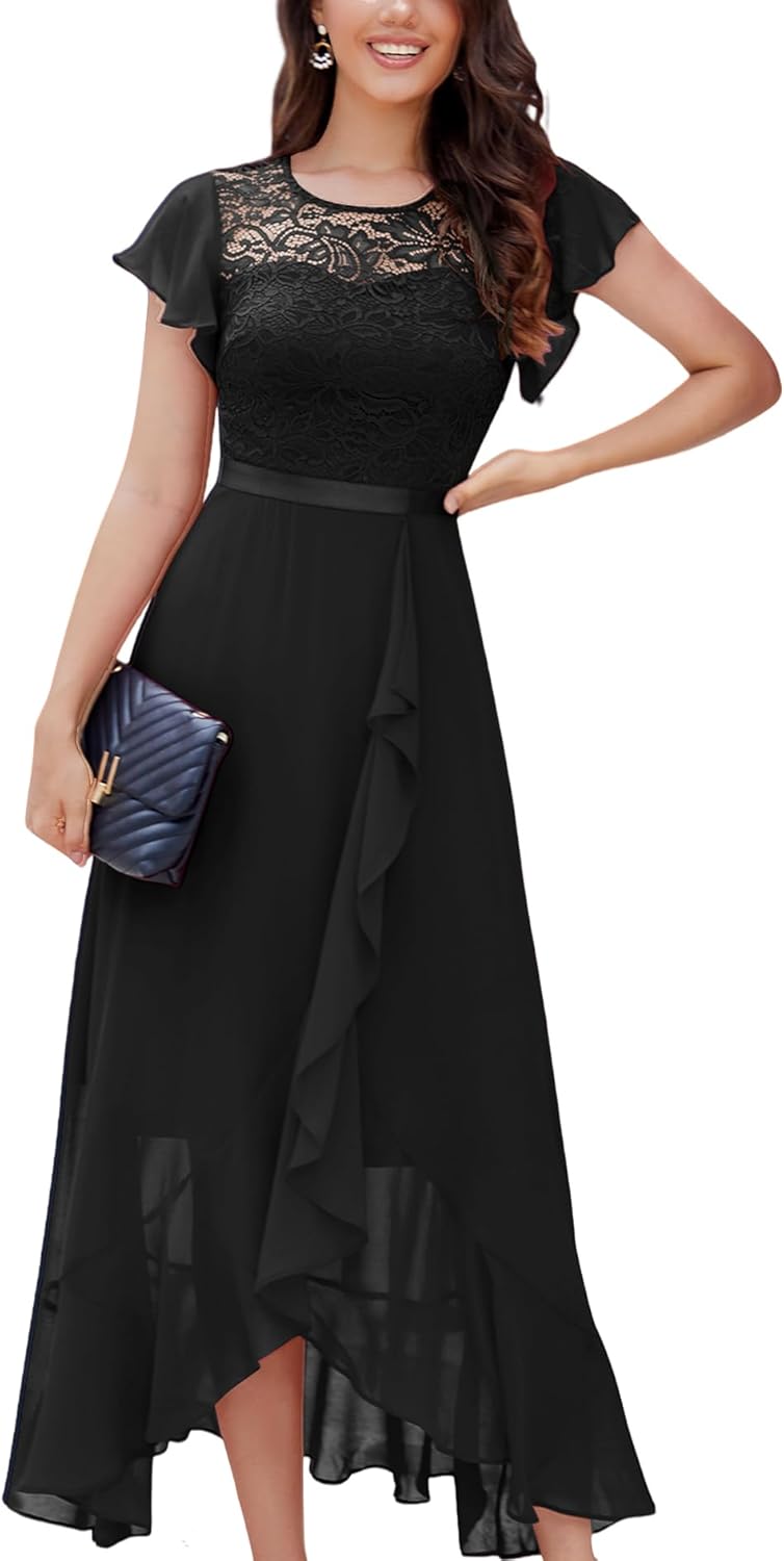 BeryLove Formal Dresses for Women - Elegant Lace Long Prom Dress