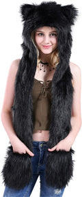 Cozy Faux Fur Animal Hat Scarf & Mittens Set - Warm 3-in-1 Winter Hood
