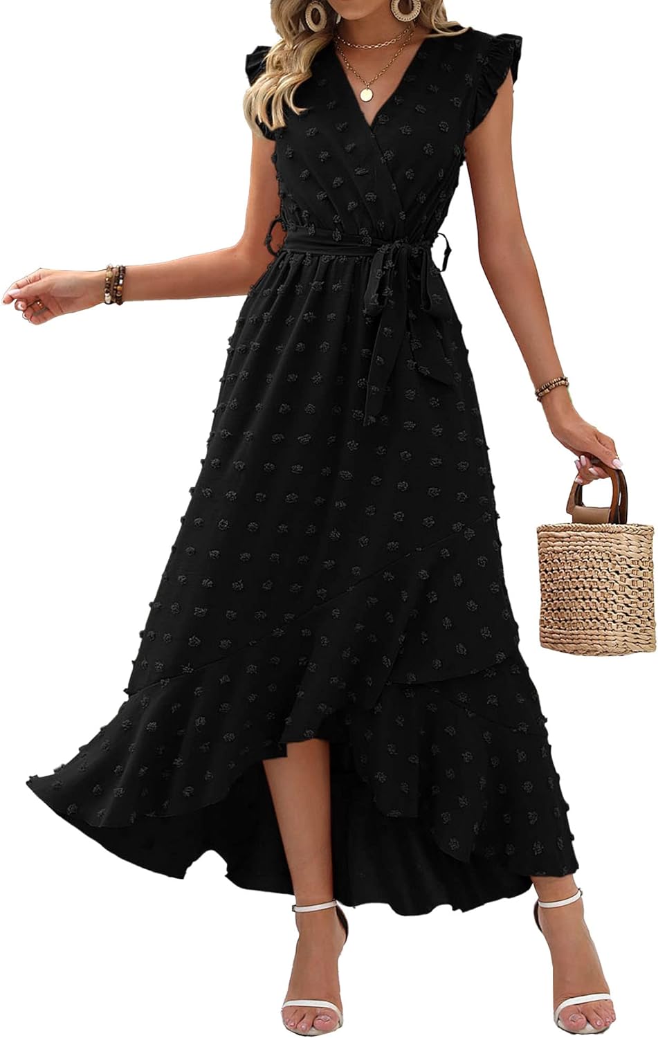 BTFBM Women V Neck Summer Dress for Beach Party and Cocktails