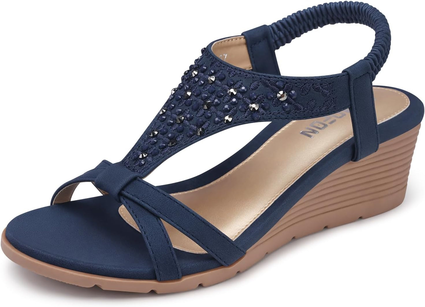 TEMOFON Women's Low Wedge Heels Summer Dressy Platform Sandals