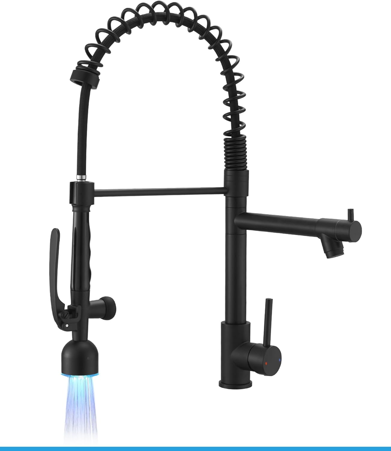 Fapully Black Kitchen Faucet with Pull Down Sprayer and LED