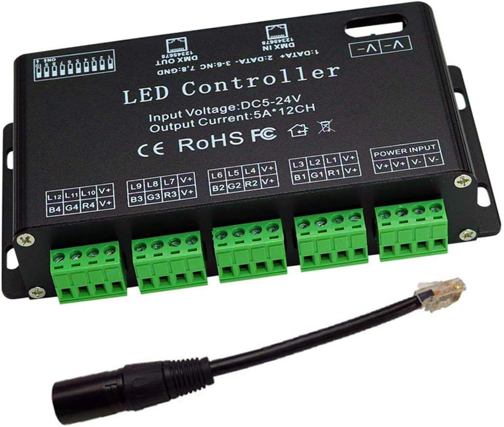 12 Channel DMX Decoder for RGB LED Light Strip Control