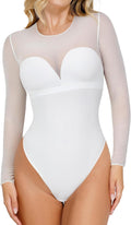 Popilush Long Sleeve Bodysuit with Tummy Control for Women