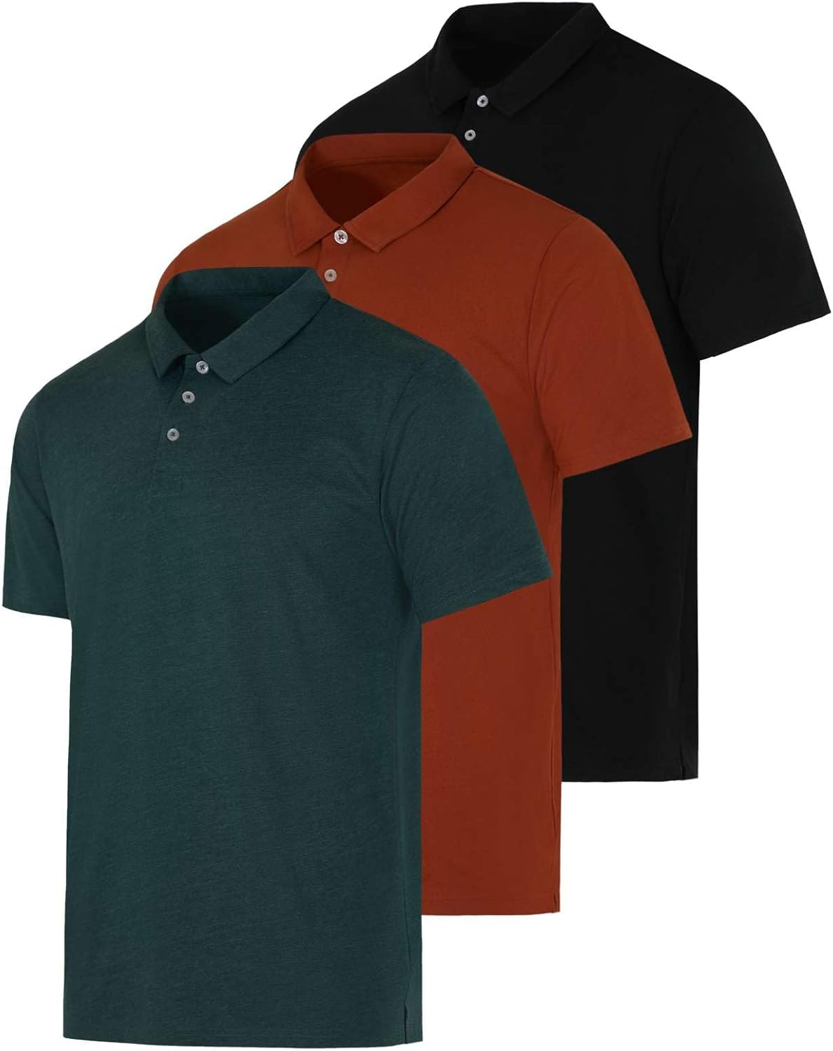 Men's Casual Jersey Cotton Short Sleeve Polo Shirt 3 Pack