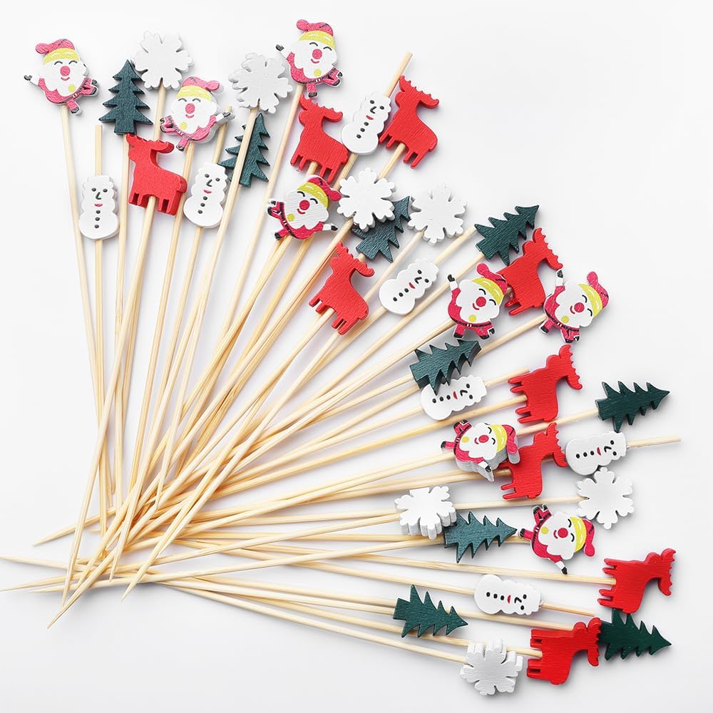 Festive Christmas Cocktail Picks - 100PCS