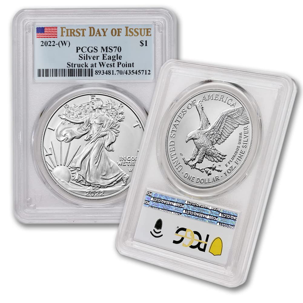 2022 1 oz American Silver Eagle MS-70 Coin with Flag Label
