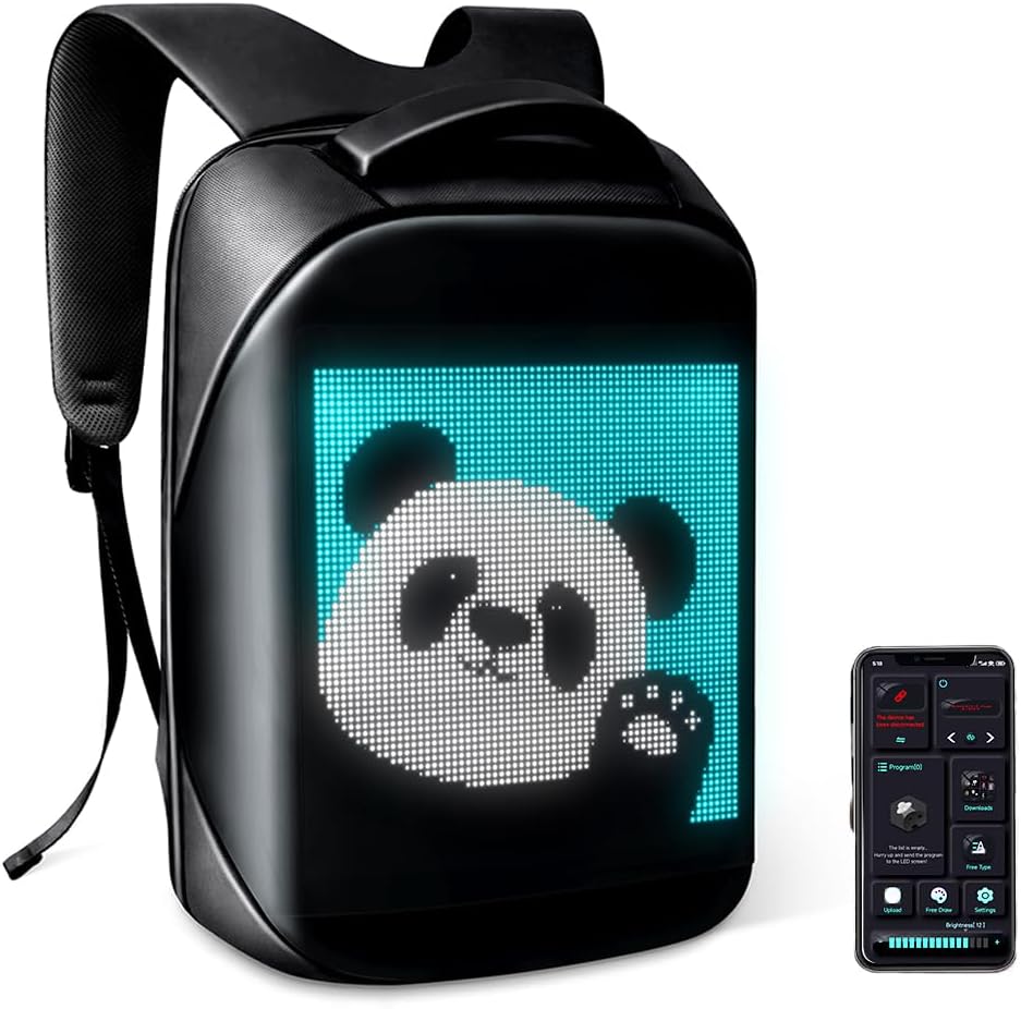 Programmable LED Laptop Backpack with App Control for Travel