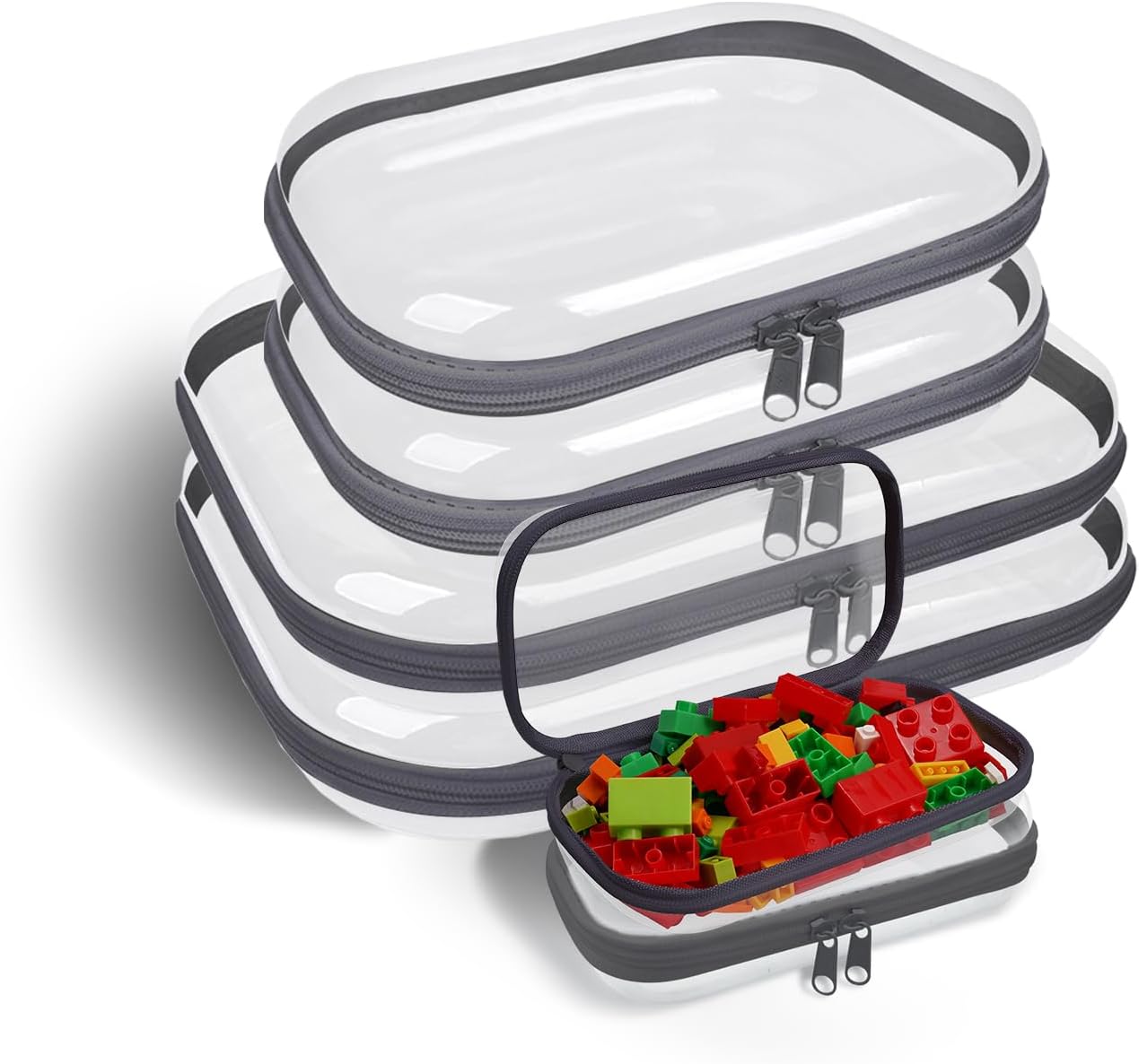 Clear Hard Shell Zipper Case Set for Travel and Organization