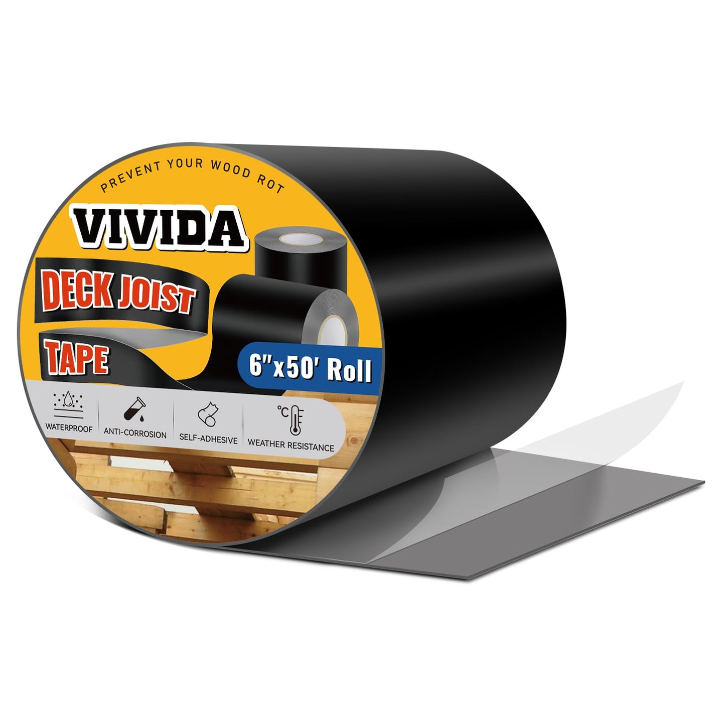 VIVIDA Butyl Joist Tape for Decking 6in x 50ft, Waterproof Sealant
