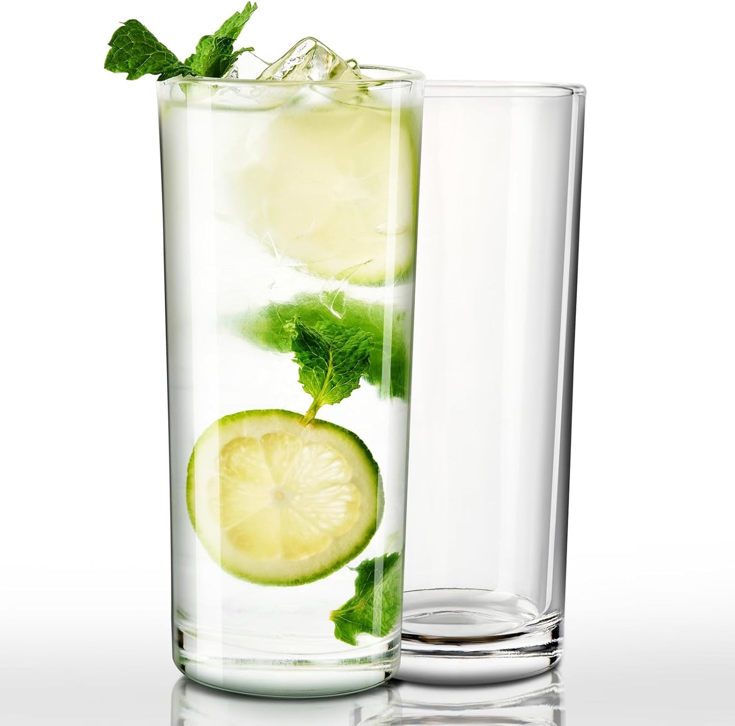Lead-Free Crystal Highball Glasses Set - Elegant Glassware Duo for All Beverages!