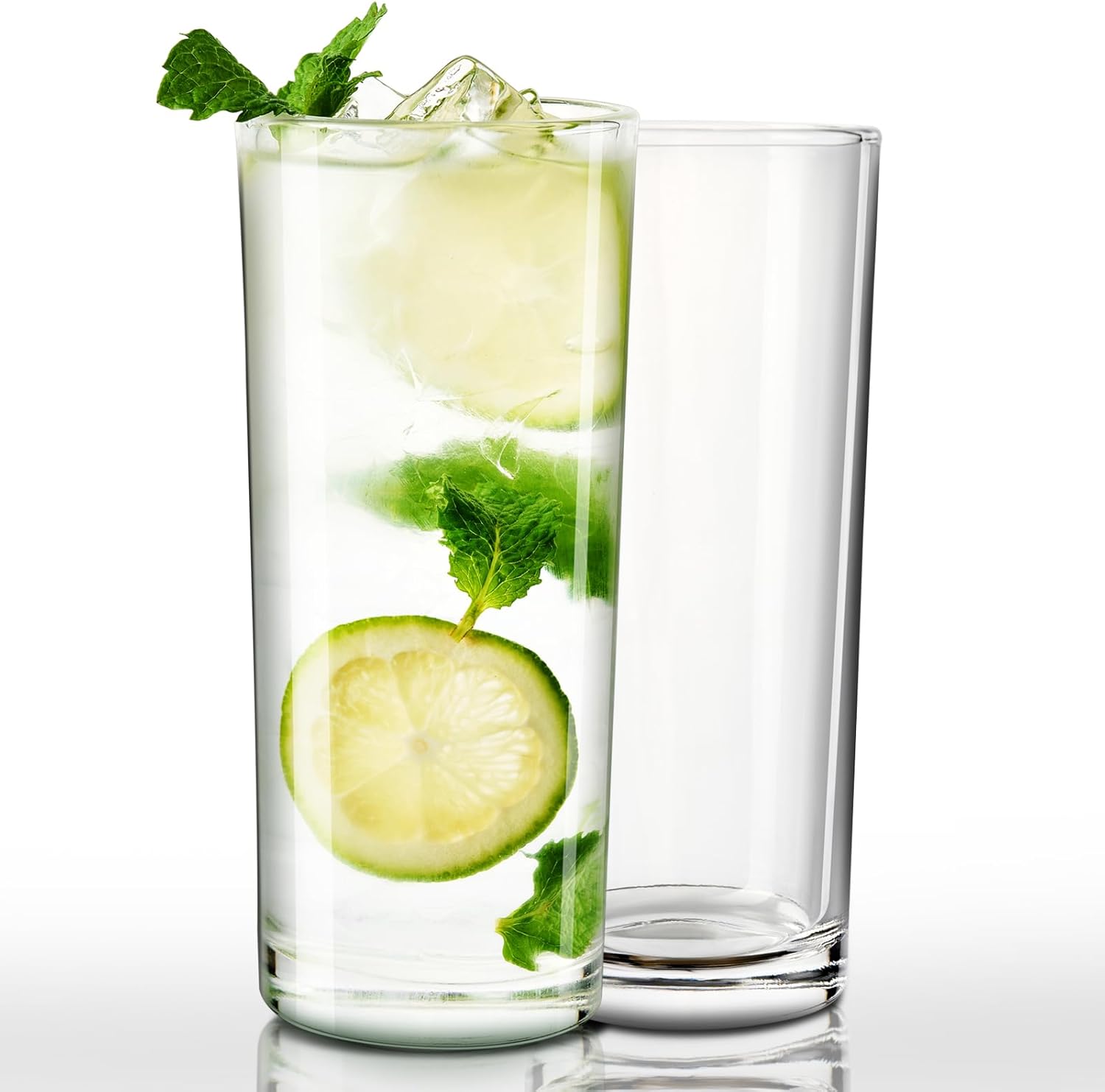 Lead-Free Crystal Highball Glasses Set - Elegant Glassware Duo for All Beverages!