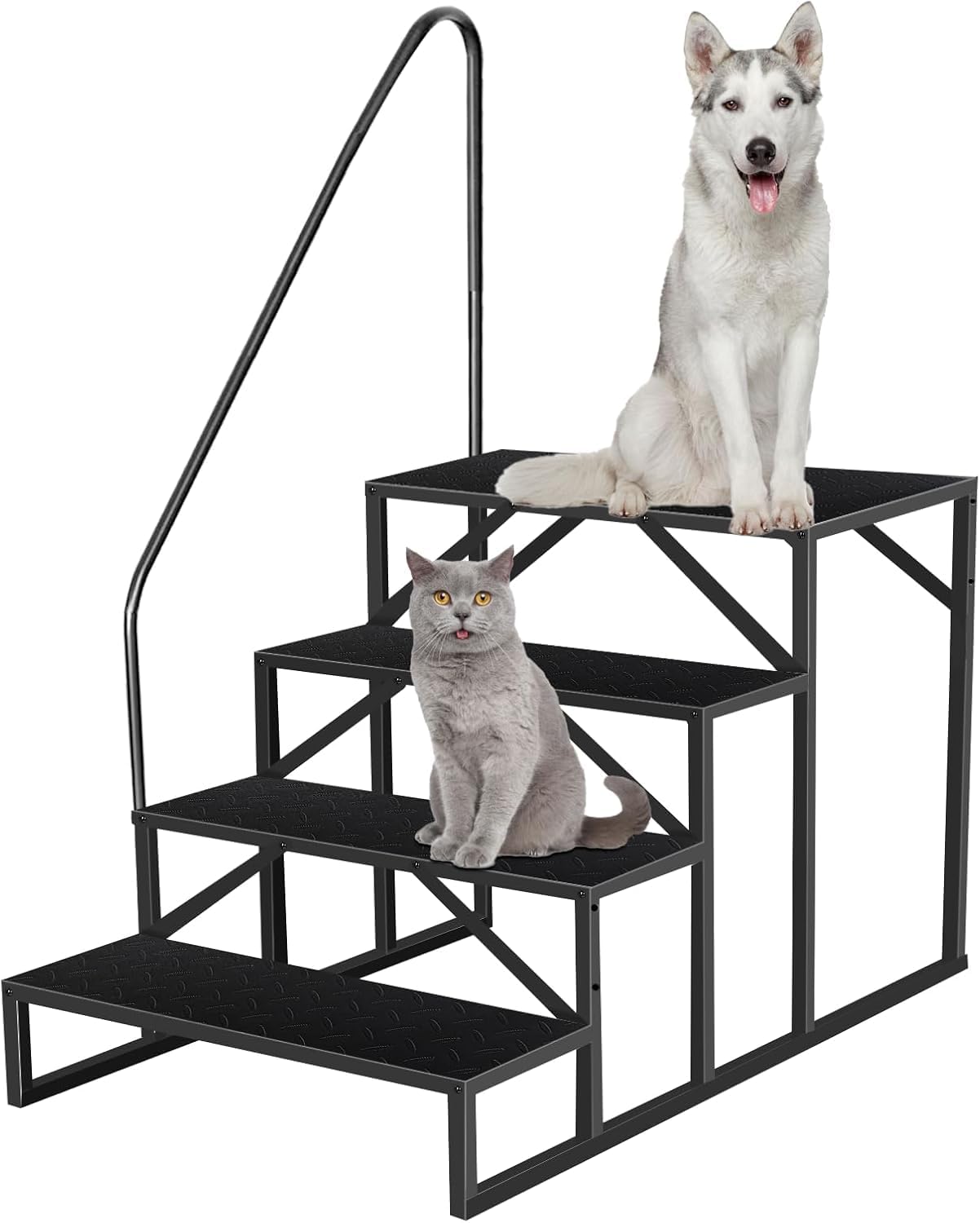 RV Stairs 4 Step Ladder with Handrail for Safe Access