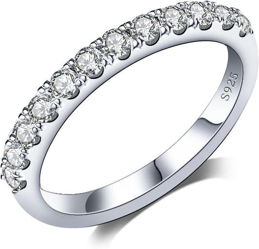 Moissanite Wedding Bands in 925 Sterling Silver for Women