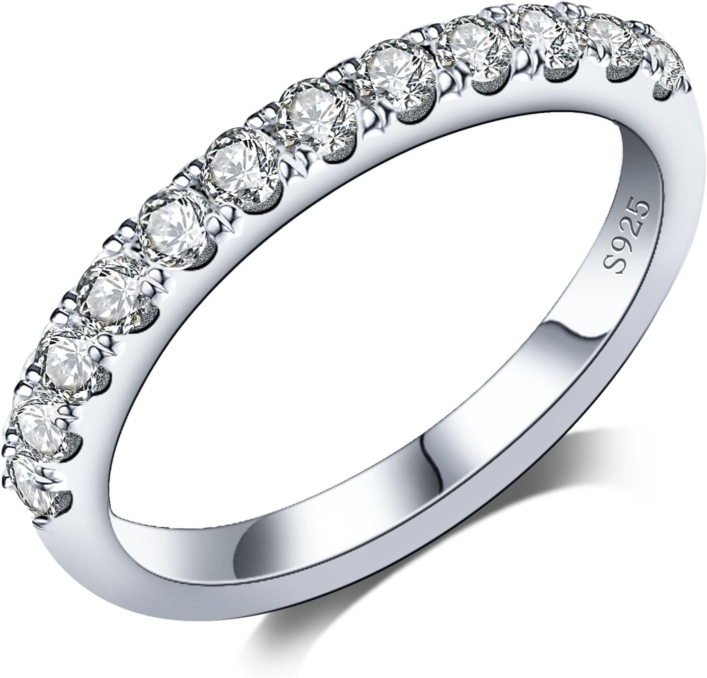 Moissanite Wedding Bands in 925 Sterling Silver for Women
